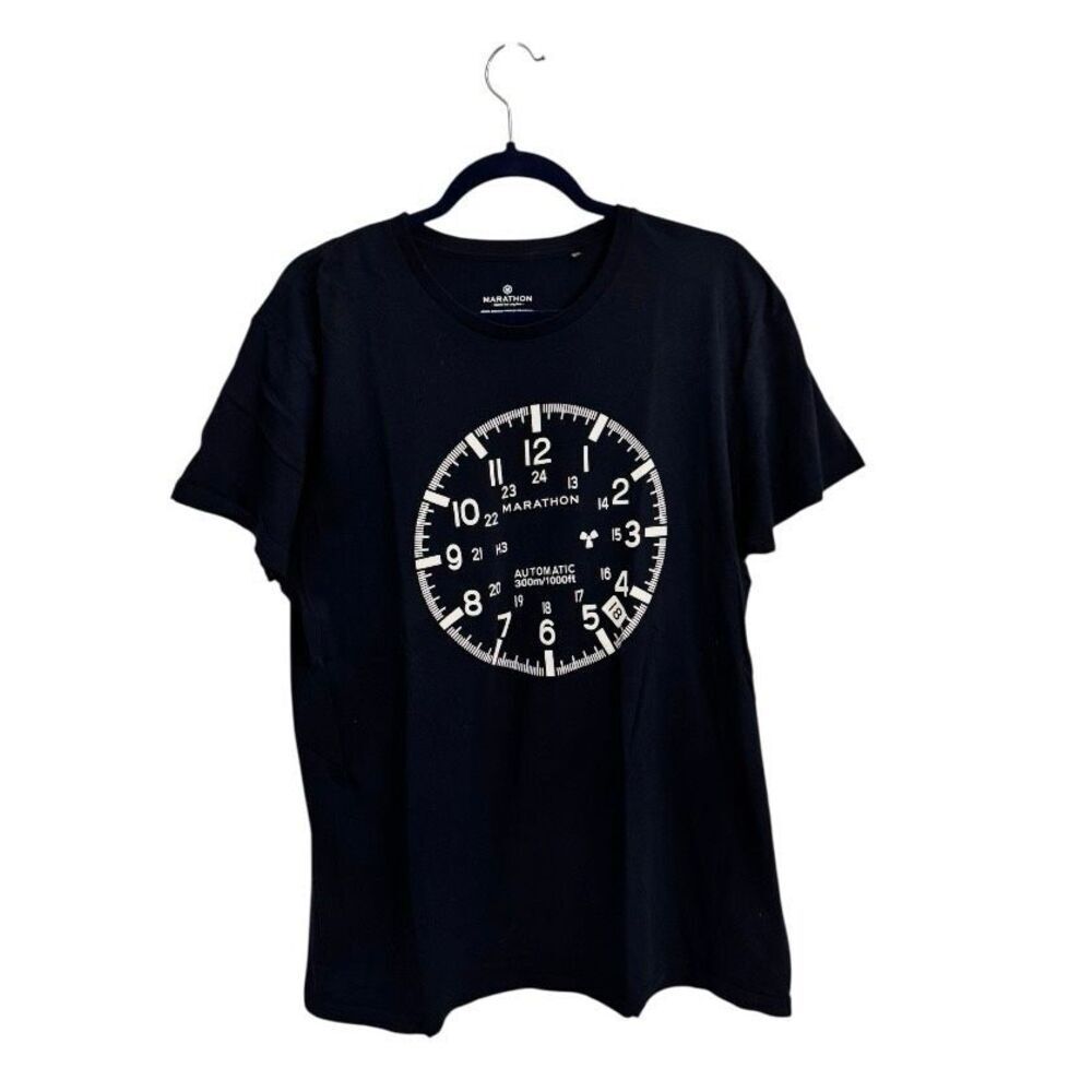 Marathon Watch Graphic T-Shirt Women’s 3XL Black Clock Dial Tee 100% Cotton